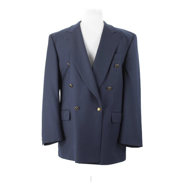 Baumler Avantgarde Sz 46 Long Navy Blue Double Breasted 100% Virgin Wool Blazer - Picture 1 of 15